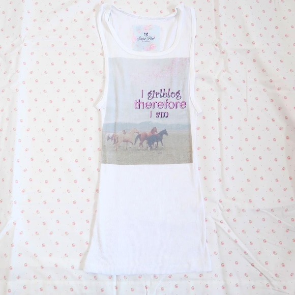Tops - y2k i girlblog therefore i am graphic ribbed tank top fitted cami
